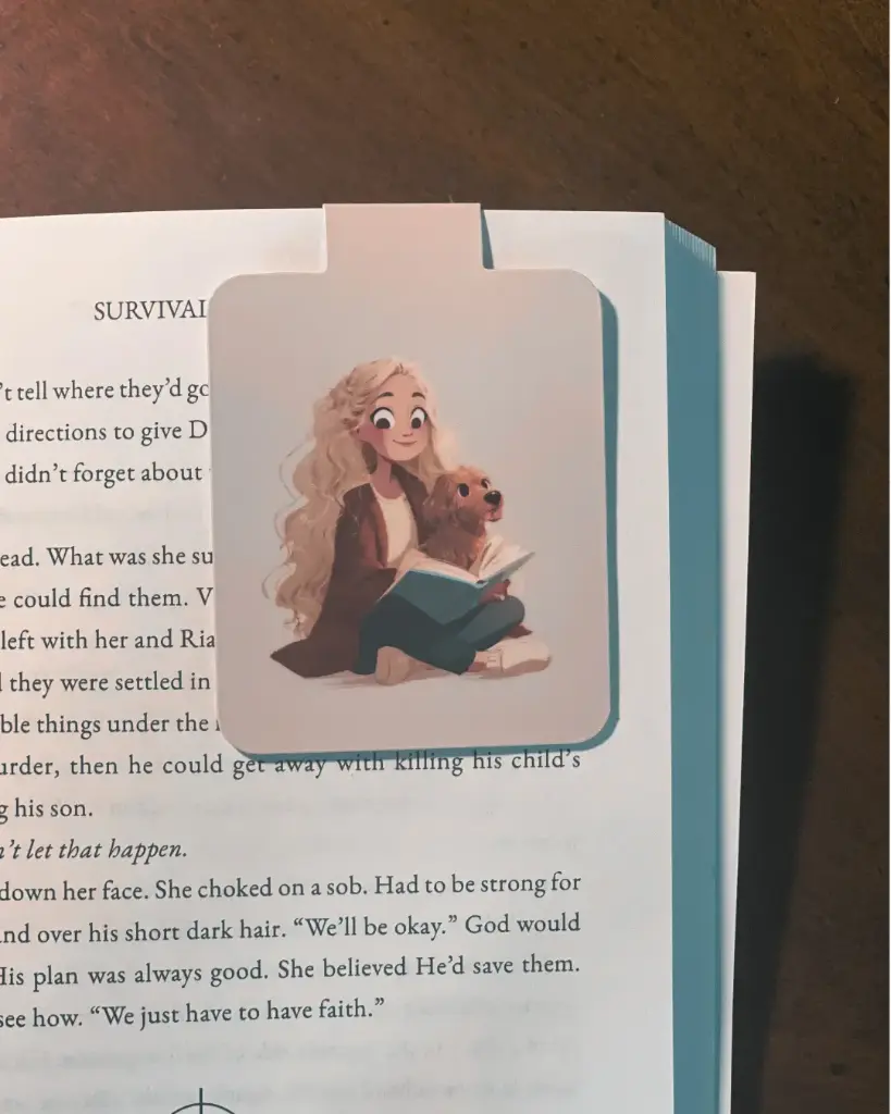 Blonde Girl & Dog Magnetic Bookmark
